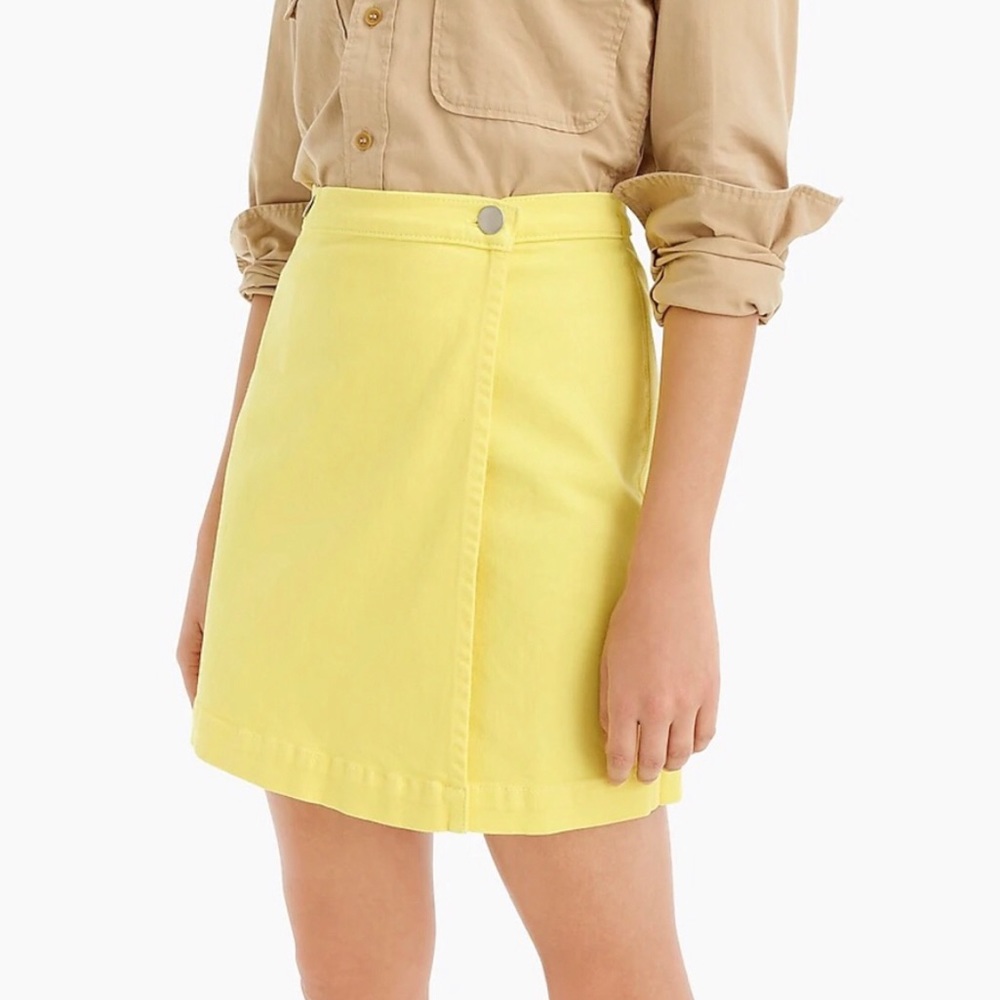 J.Crew Yellow Garment-dyed Japanese Denim Wrap Mini Skirt - Picture 7 of 7
